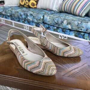 Anne Klein iflex Woven Slingback Wedge Women's Shoes Size 7.5